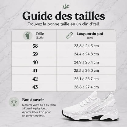 Guide des tailles basket blanche Via Celsa rehaussante homme +6cm
