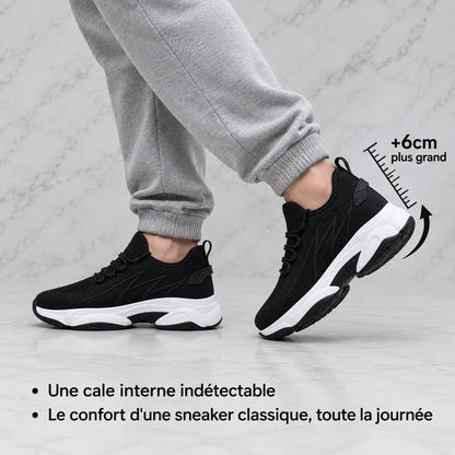 Schéma explicatif du rehaussement +6cm de la basket noire Via Celsa, fonctionnement de la semelle