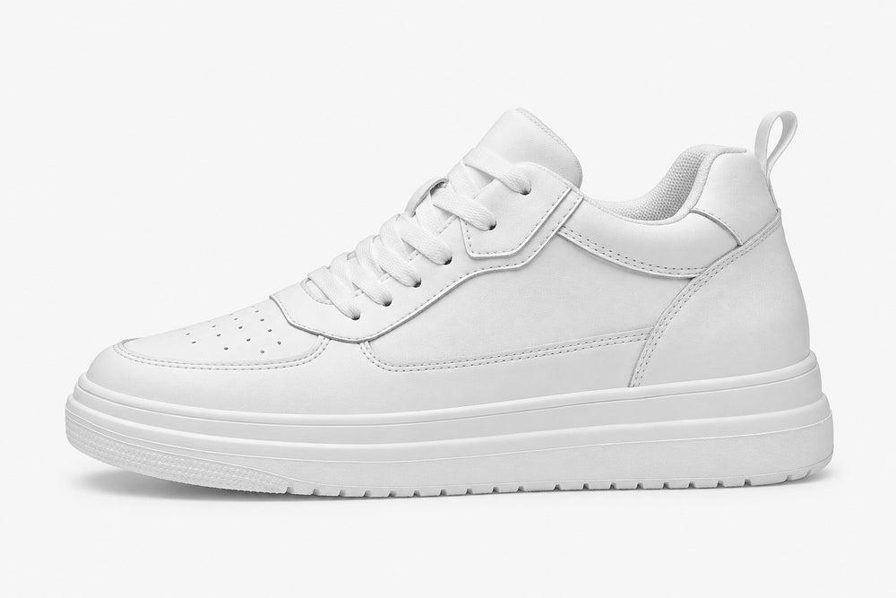 Sneaker Casual blanche Via Celsa vue de profil, chaussure rehaussante homme +6cm