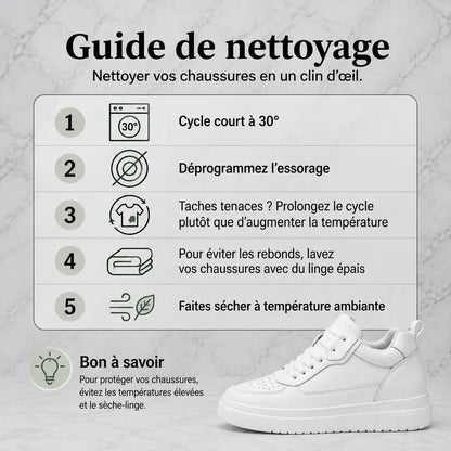 Guide de nettoyage sneaker casual blanche Via Celsa rehaussante homme +6cm